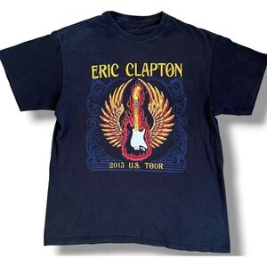 Eric Clapton 2013 US Tour T-Shirt Mens Black 50th Anniversary Concert Tee Large
